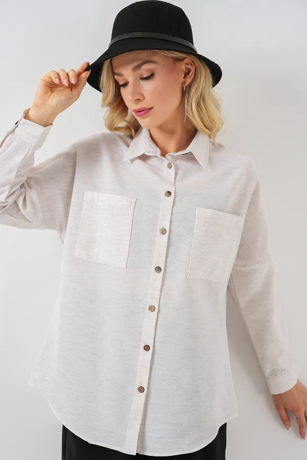 Chemise oversize en lin blanc 20126