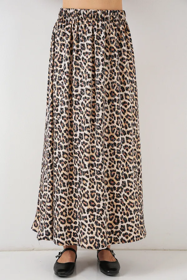 Kadın Uzun Ayrobin Etek 8050 - C. Kahverengi