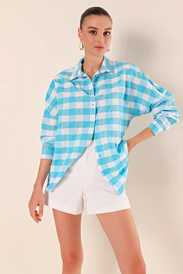 Chemise longue oversize basique 3900 - Bleu clair