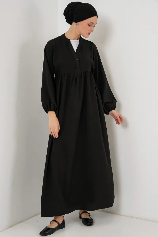 Kadın Uzun Tesettür Elbise 2525 - Siyah