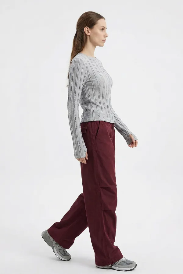 Kadın Dokulu Örme Bluz 980 - Gri