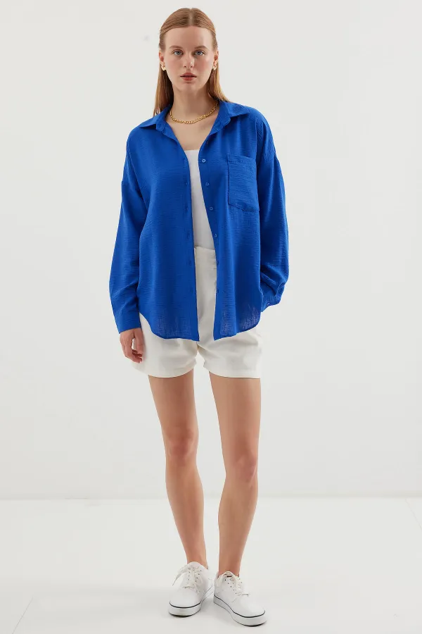 Chemise oversize en lin à poche unique 20153 - C.Saks