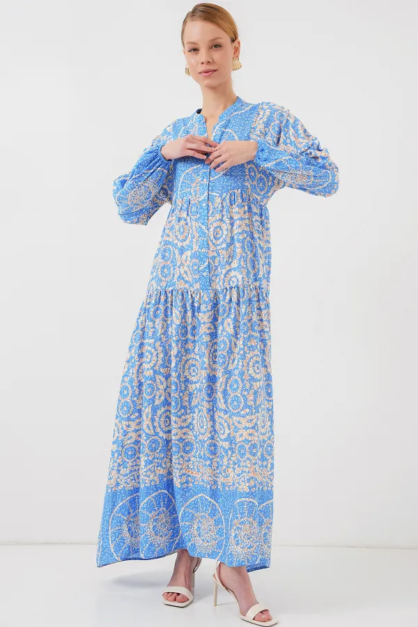 Robe hijab à motifs authentiques 2423 - Taille S, bleu