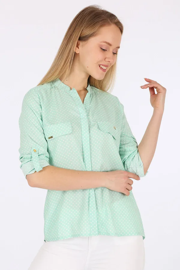 3455 Striped Shirt - Almond Green