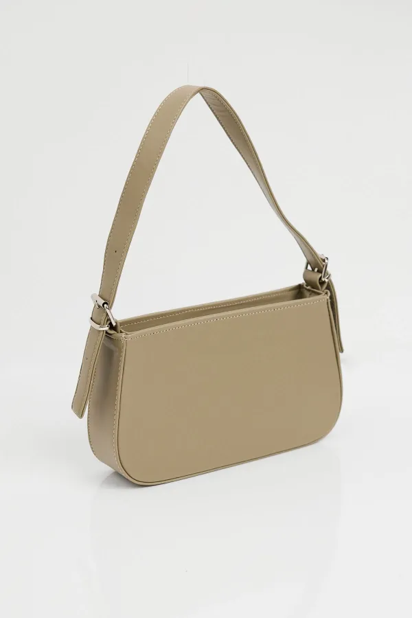 010172 Plain Baguette Shoulder Bag - Çağla