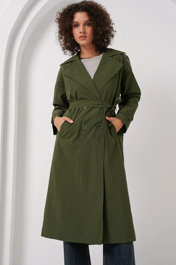 5936 Double-breasted Trench Coat - Khaki