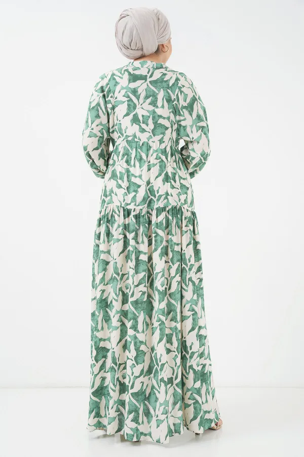 Robe hijab à motifs authentiques 2423 - Vert Z.