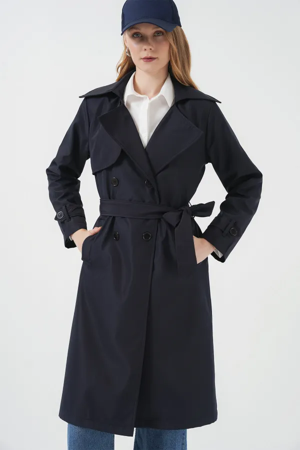 Trench-coat croisé 5918 - Bleu marine