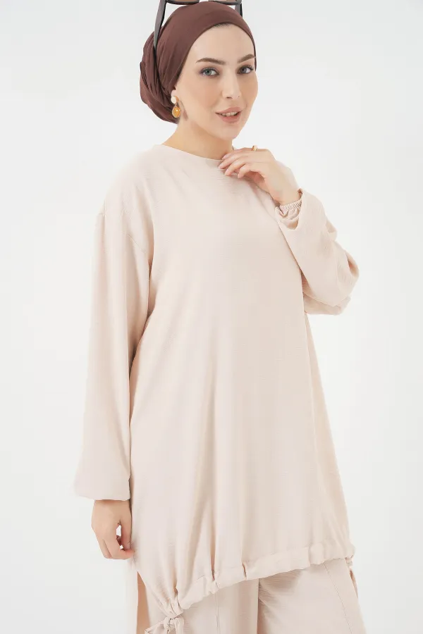 Ensemble deux pièces tunique et pantalon 6682 - Crème