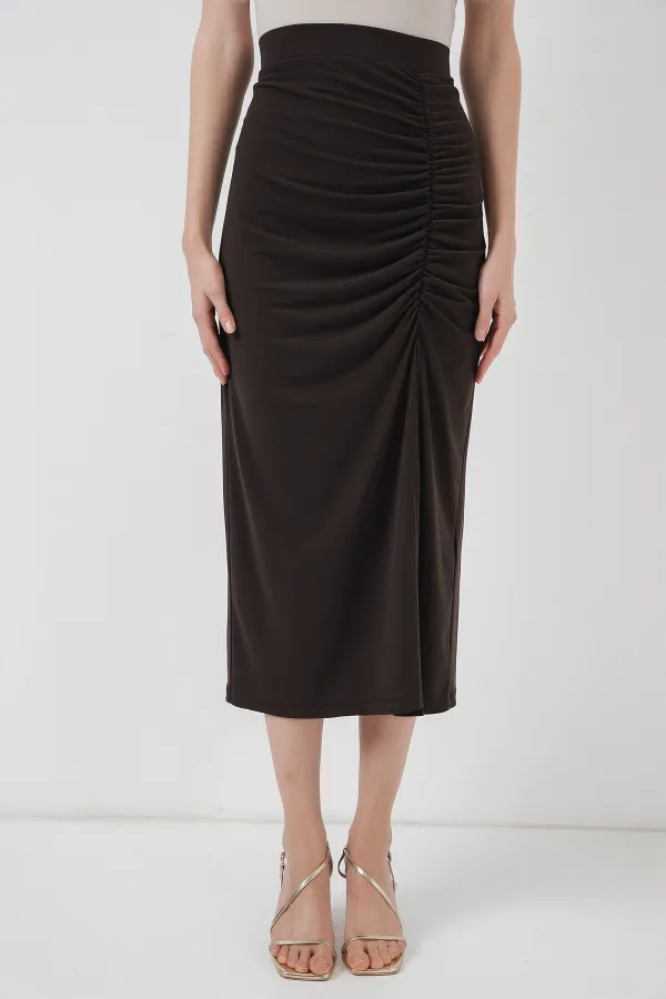 Jupe fendue Sandy 8033 - Marron