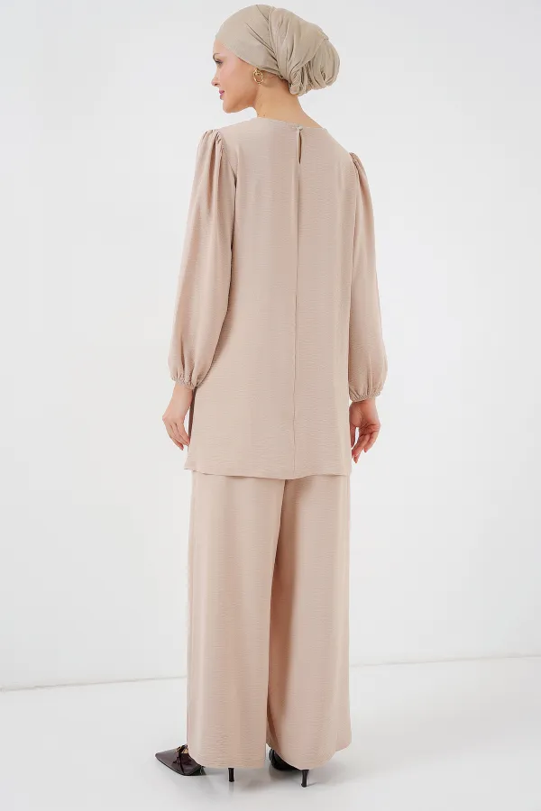 Ayrobin Tunik Pantolon Alt Üst Takım 6712 - Krem