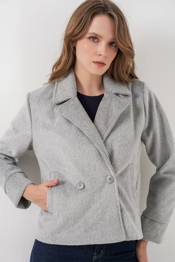 Veste en cachemire pour femme 0725 - Gris clair