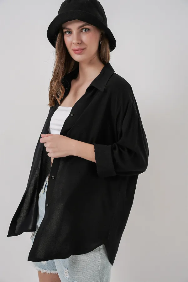 Chemise en viscose 3785 - Noire