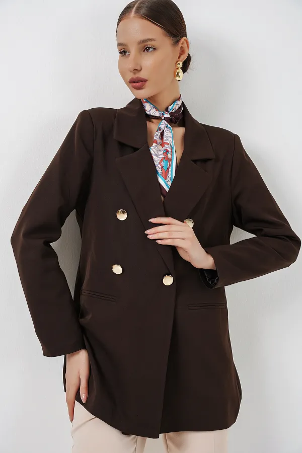 Veste blazer croisée pour femme 0722 - Marron