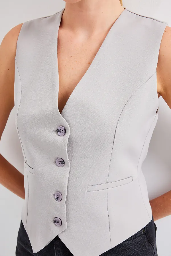 6796 Short Woven Vest - Gray