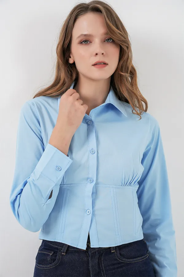 Chemise en popeline coupe ajustée 20231 - Bleue