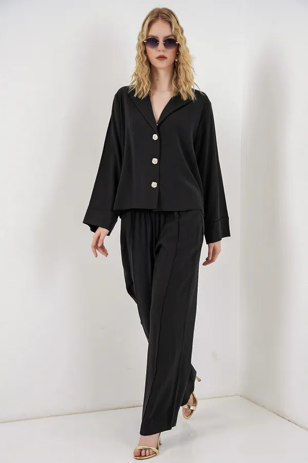 Women's Jacket and Trousers Two-Piece Set 30065 - Black Women's Jacket and Trousers Two-Piece Set 30065 - Black