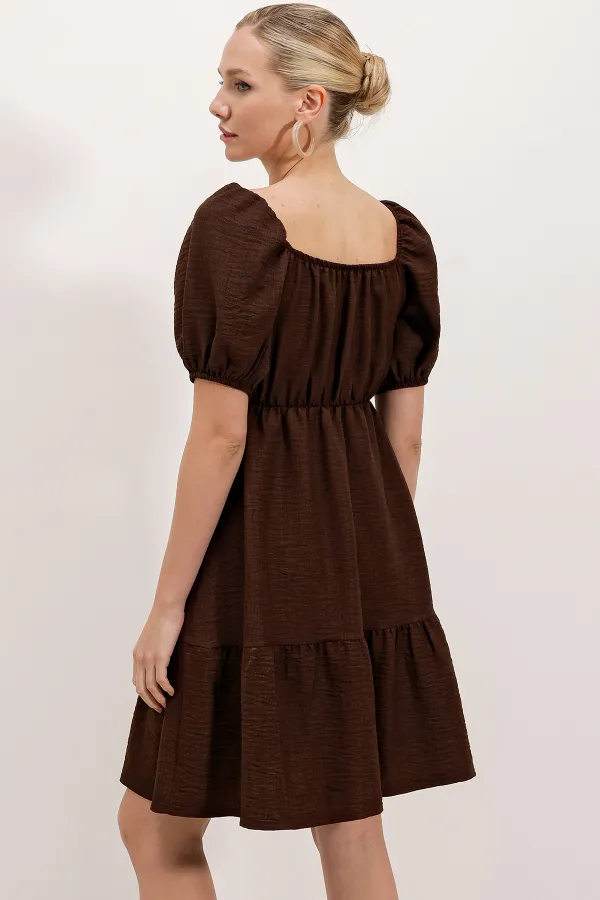 2351 Flared Poplin Dress - Dark Brown