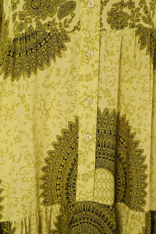 Robe hijab à motifs authentiques 2423 - Vert pétrole 2