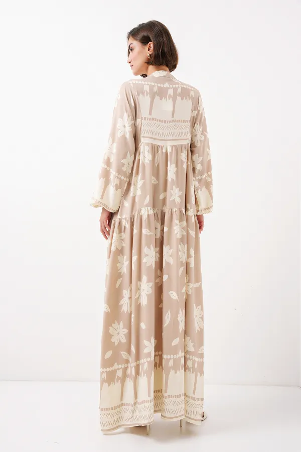 Robe hijab à motifs authentiques 2423 - Vison