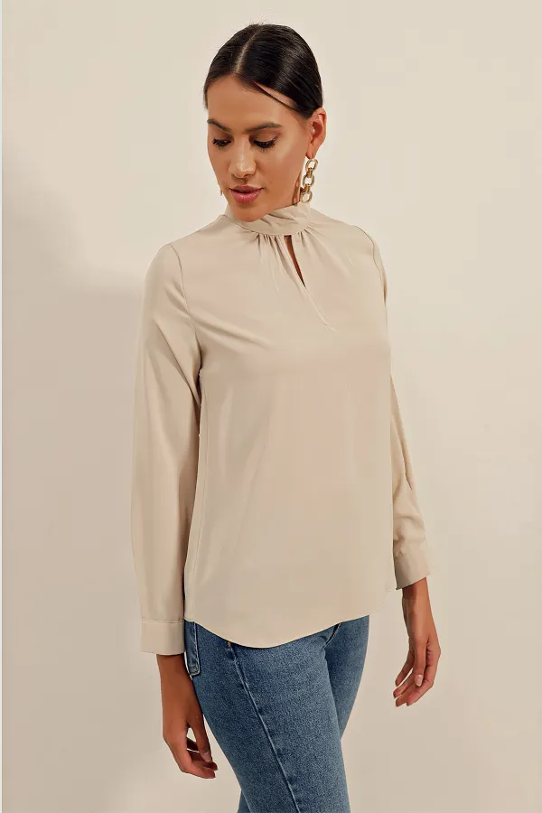 0418 Window Detail Blouse - Beige