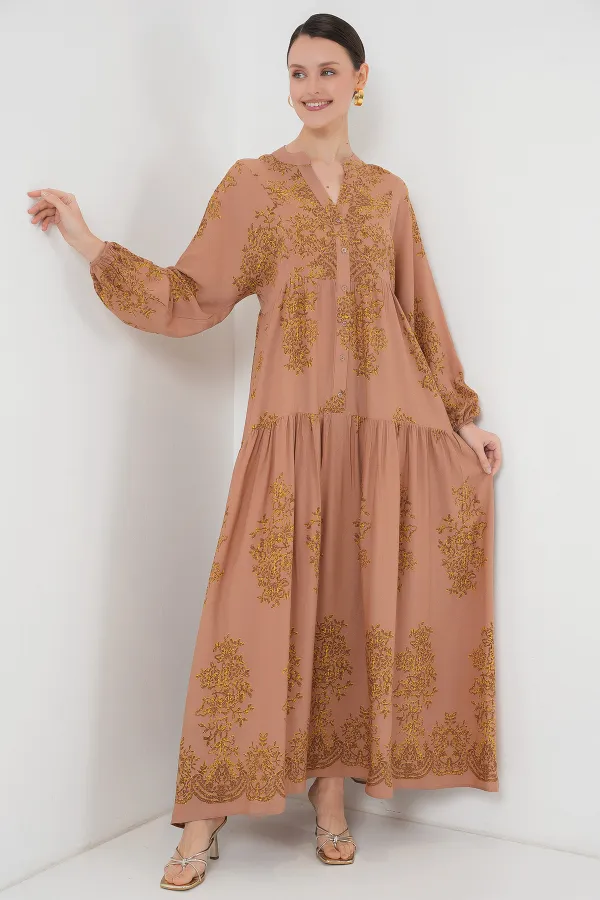 Robe hijab à motif vison et or 2423