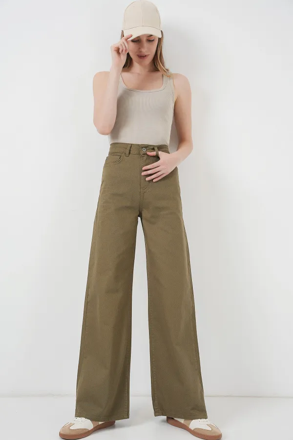Kadın Bol Paça Yüksek Bel Palazzo Pantolon