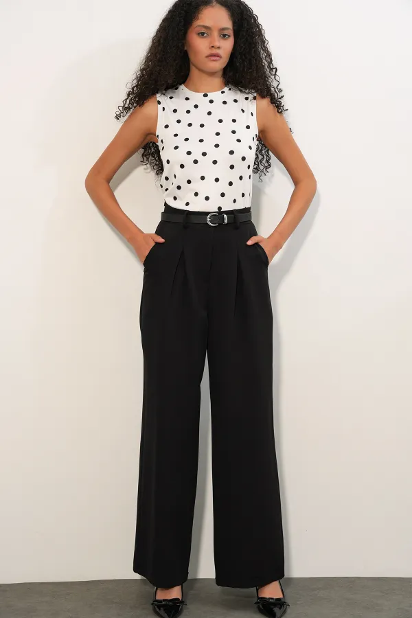 Women's Polka Dot Sleeveless Bodysuit 4347 - Dark White