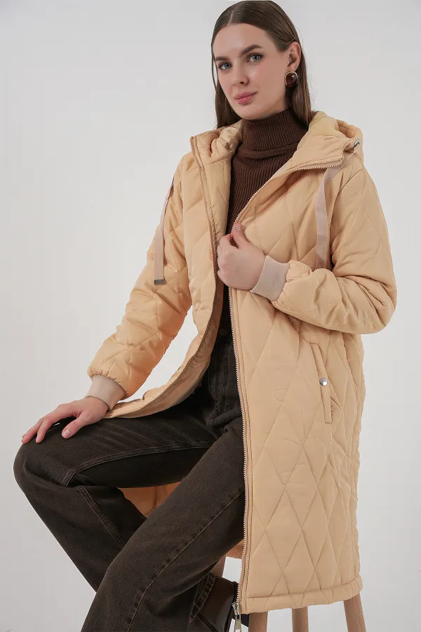Doudoune longue matelassée 5138 - Beige