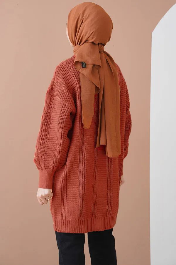 15768 Hijab Knitwear Cardigan - A. Tile