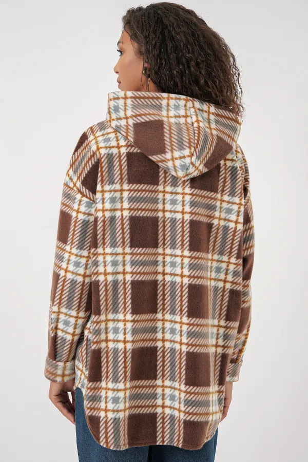 0710 Hooded Oversize Shirt - C. Brown