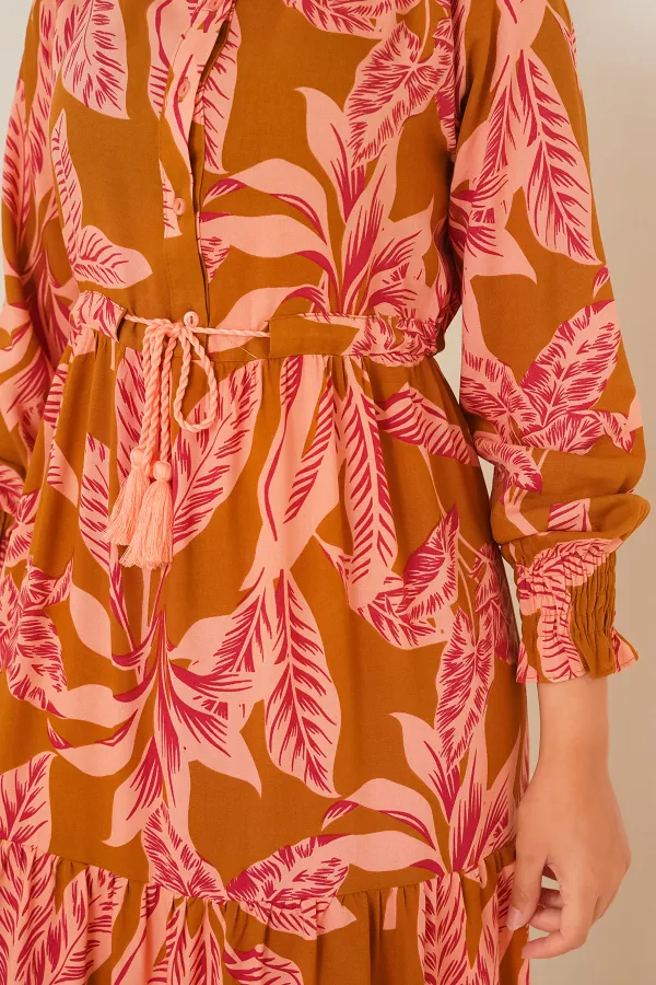 Robe hijab à motifs 2145 - Beige