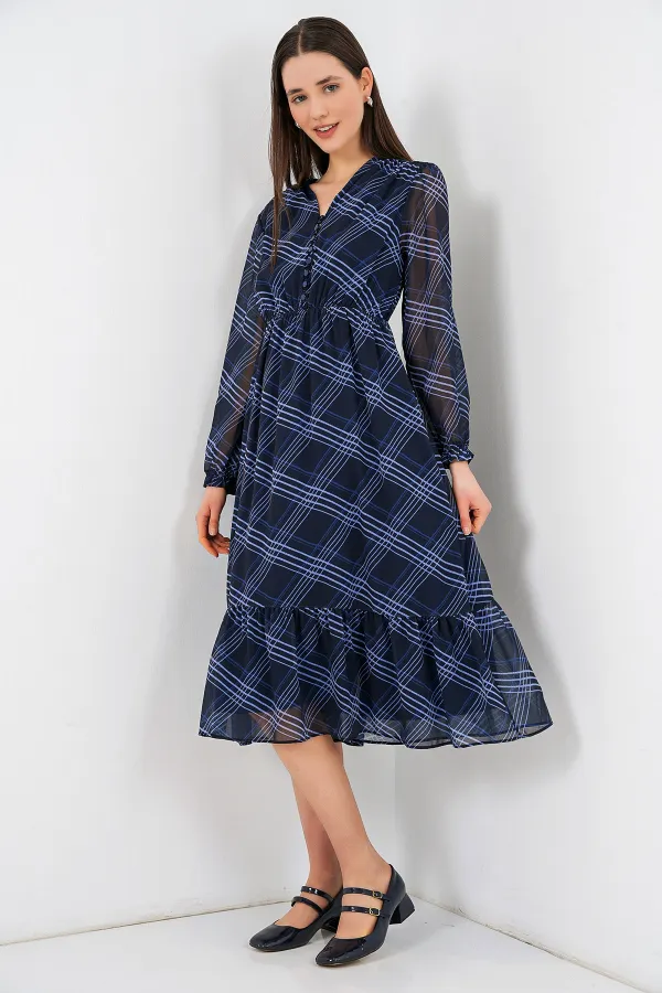 Robe en mousseline à motifs 2137 - Bleu clair