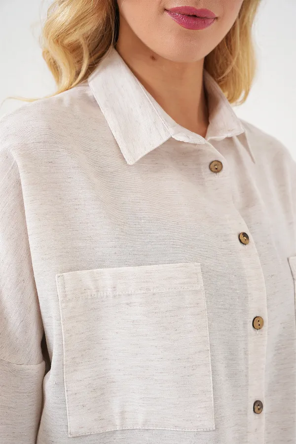 Chemise oversize en lin blanc 20126