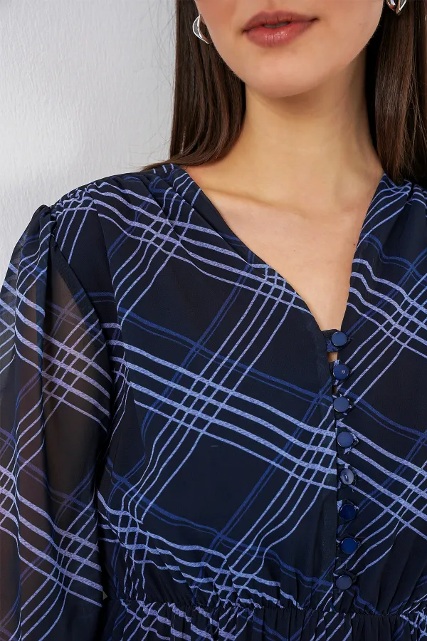 Robe en mousseline à motifs 2137 - Bleu clair