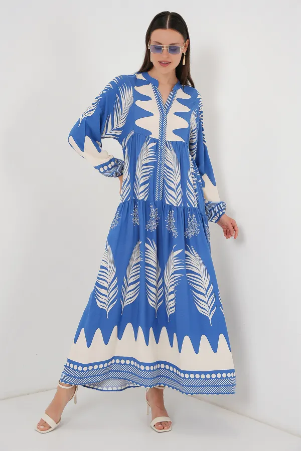 Robe hijab à motifs authentiques 2423 - H. Indigo