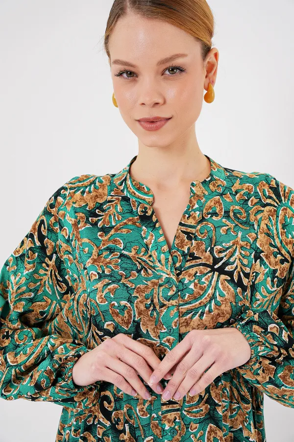 Robe hijab à motifs authentiques 2423 - Vert turquoise clair