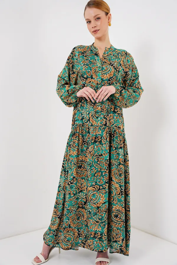 Robe hijab à motifs authentiques 2423 - Vert turquoise clair