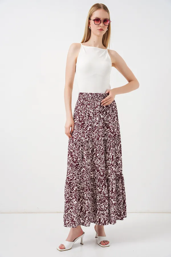 1898 Desenli Uzun Etek - A.Bordo