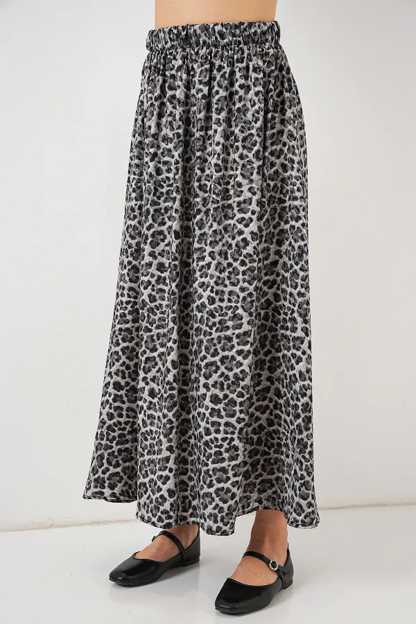 Kadın Uzun Ayrobin Etek 8050 - Antrasit