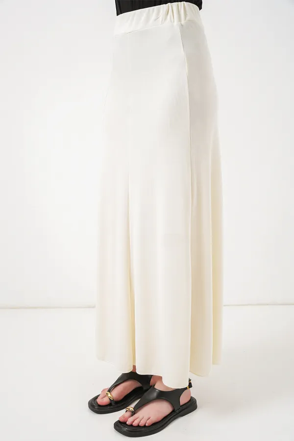 Kadın Örme Uzun Etek 8073 - Ekru