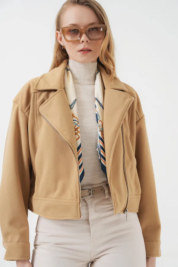 0717 Women's Short Cashmere Jacket - Biscuit