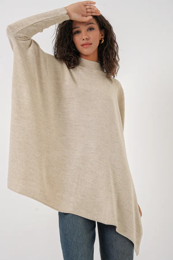 15783 Pull poncho fendu - Beige