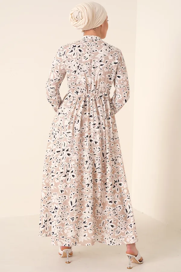 Robe hijab à col juge 2144 - Crème