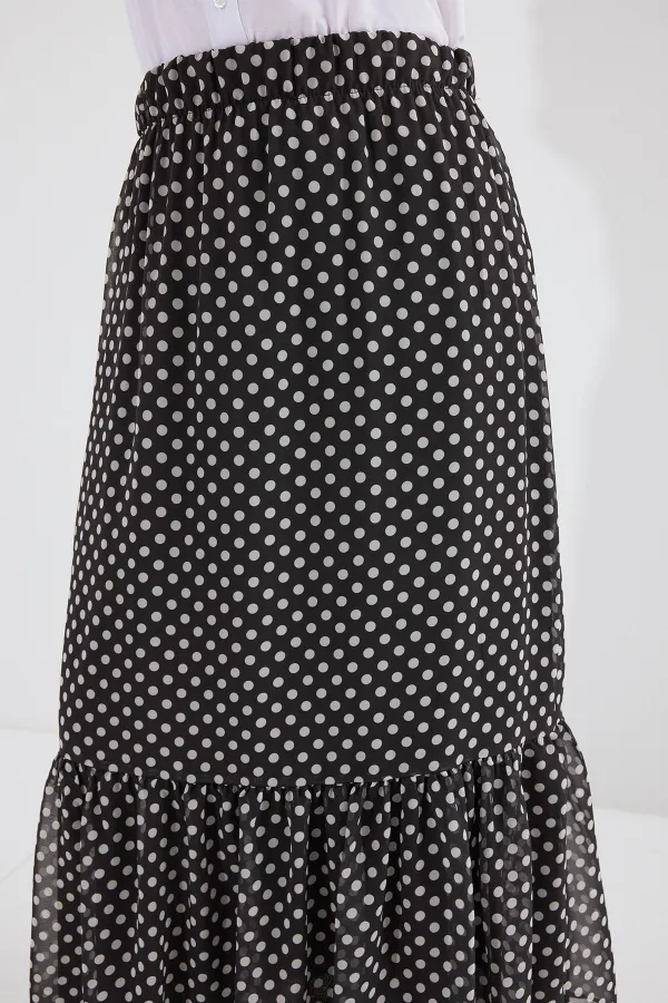 8010 Patterned Chiffon Skirt - C.Black