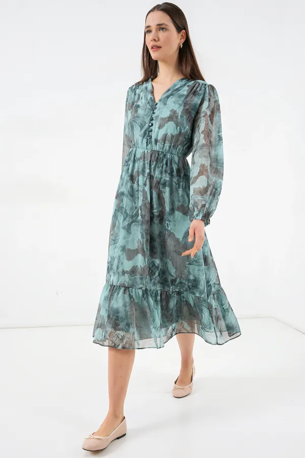 Robe en mousseline à motifs 2137 - Vert menthe