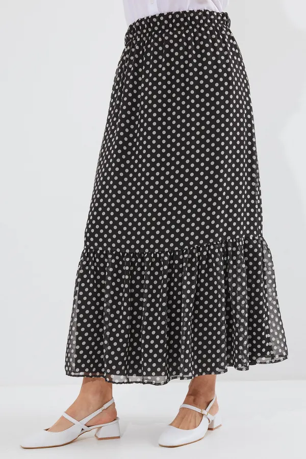 8010 Patterned Chiffon Skirt - C.Black