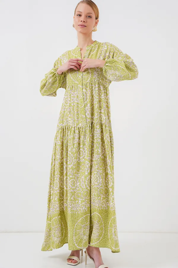 Robe hijab à motifs authentiques 2423 - Vert 8