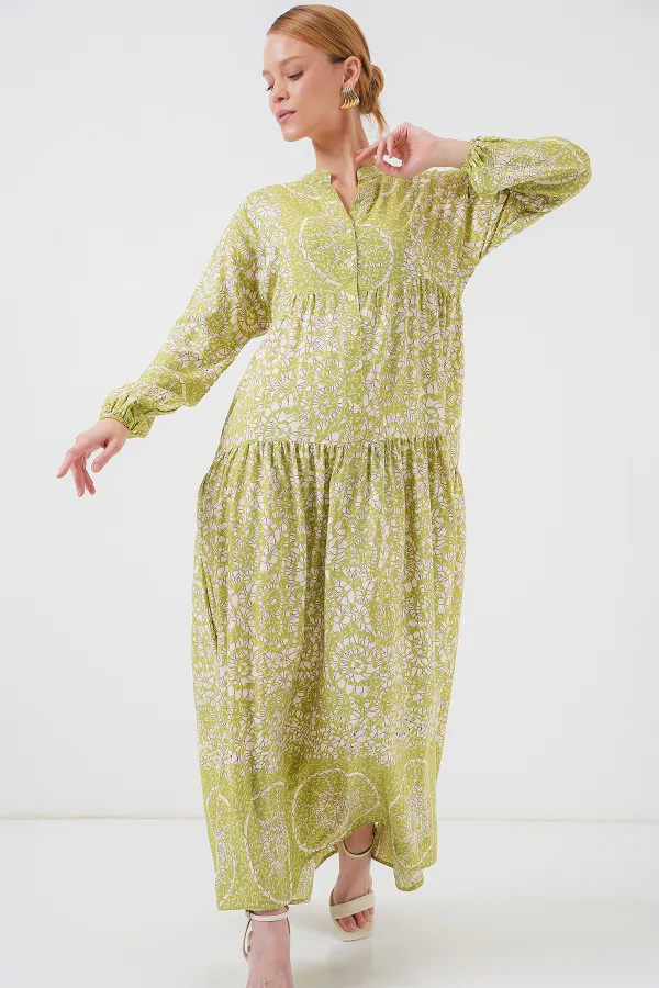 Robe hijab à motifs authentiques 2423 - Vert 8