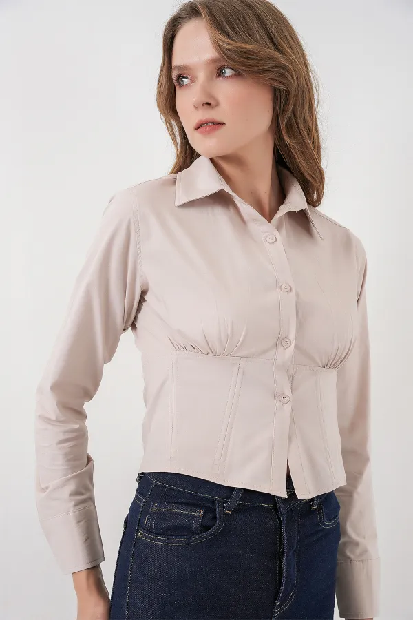 Chemise en popeline coupe ajustée 20231 - Crème